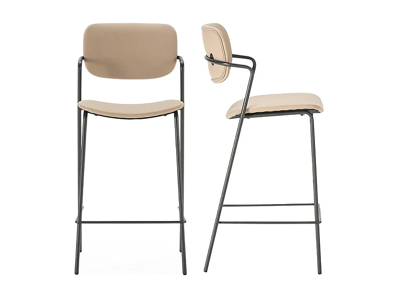 Lot de 2 tabourets de bar en simili taupe - Skandi