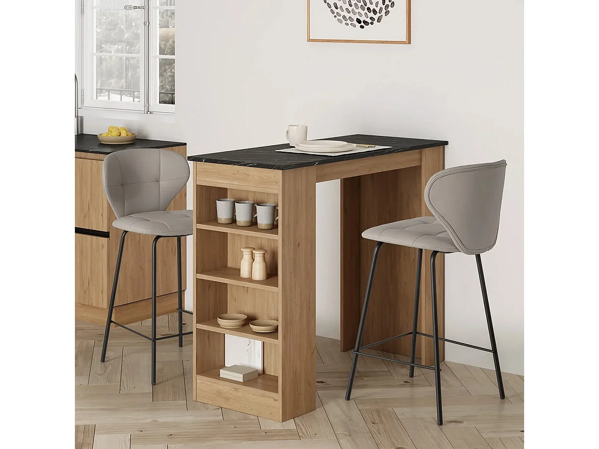 Lot de 2 tabourets de bar en tissu beige - Svea