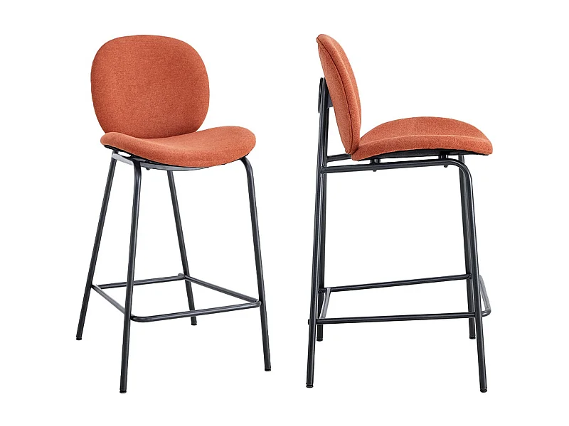 Lot de 2 tabourets de bar en tissu rouille - Boreal