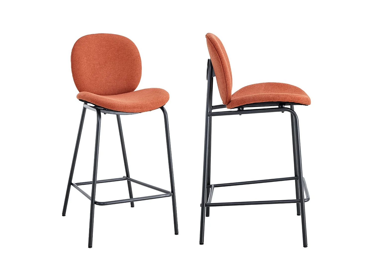 Lot de 2 tabourets de bar en tissu rouille - Boreal