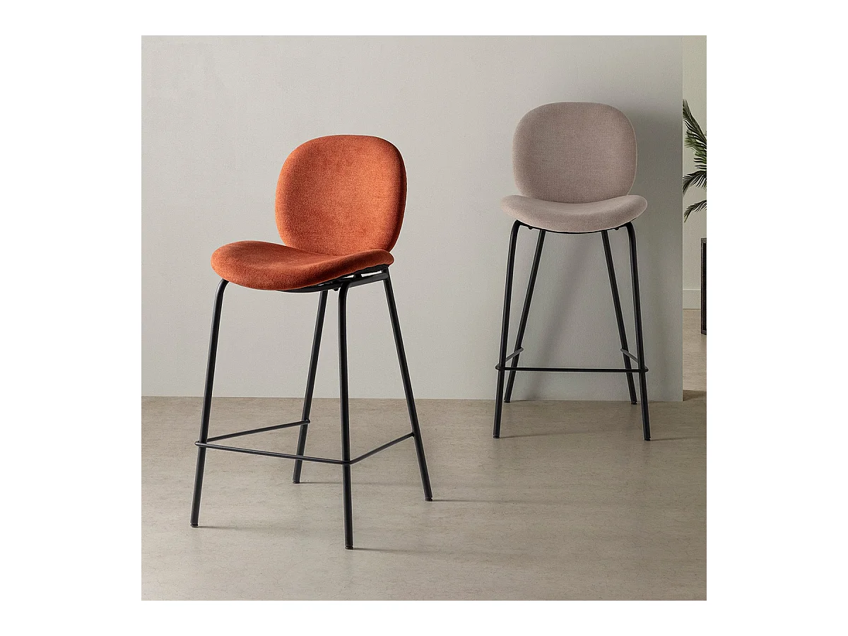 Lot de 2 tabourets de bar en tissu rouille - Boreal