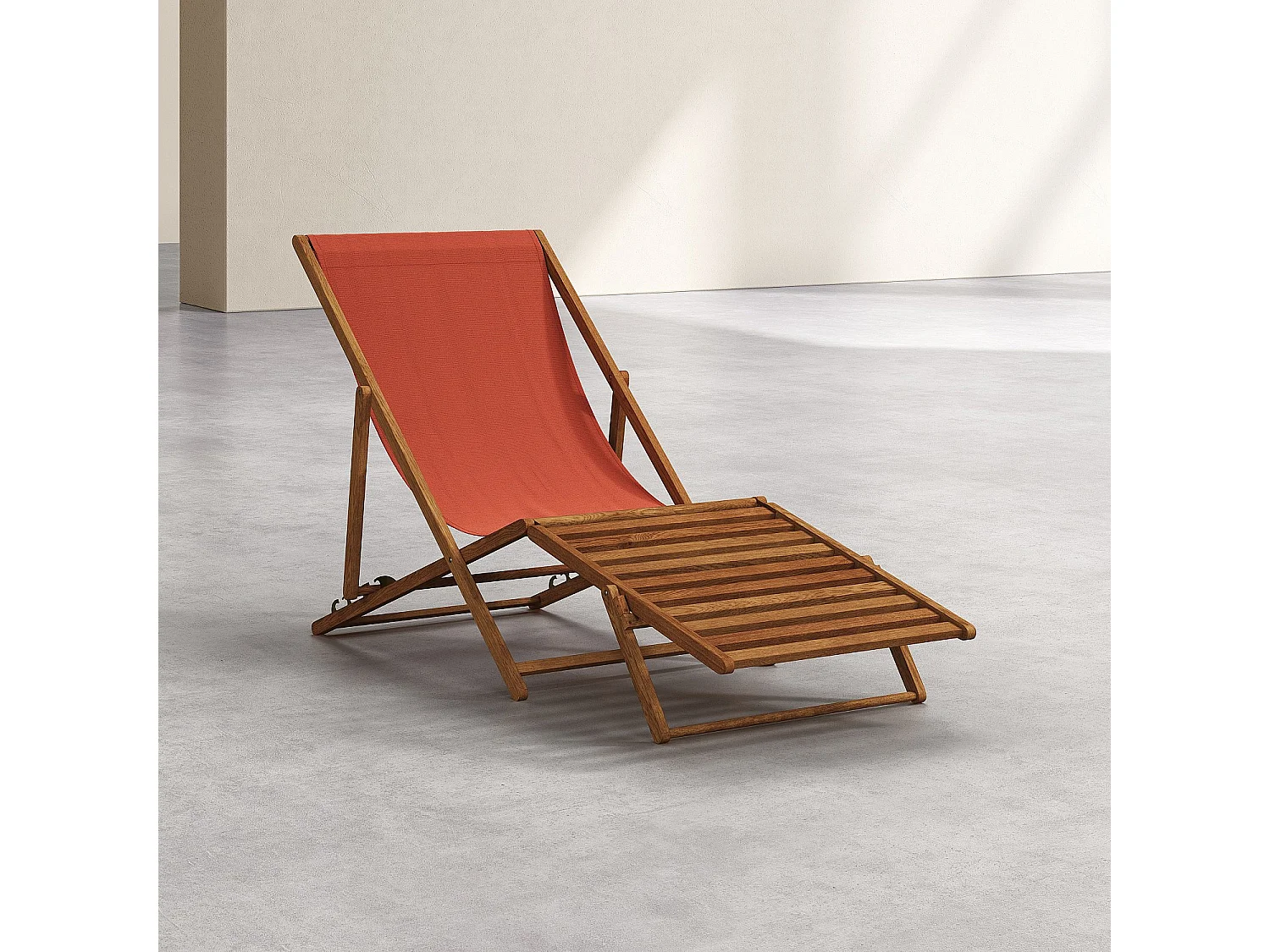 Habitat - Chilienne en chêne et toile en coton avec repose-pieds - Orange brique - Maui