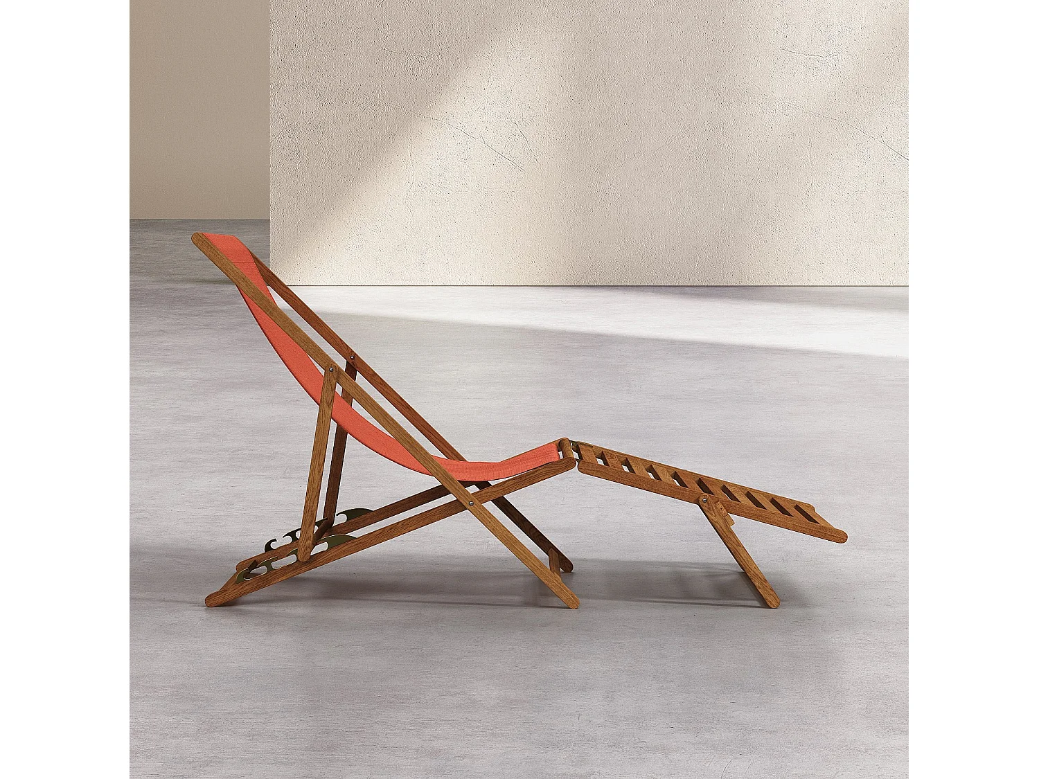 Habitat - Chilienne en chêne et toile en coton avec repose-pieds - Orange brique - Maui