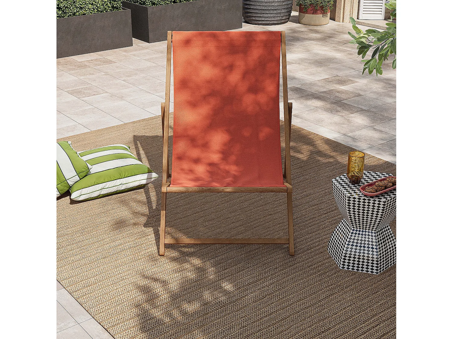 Habitat - Chilienne en chêne et toile en coton - Orange brique - Maui