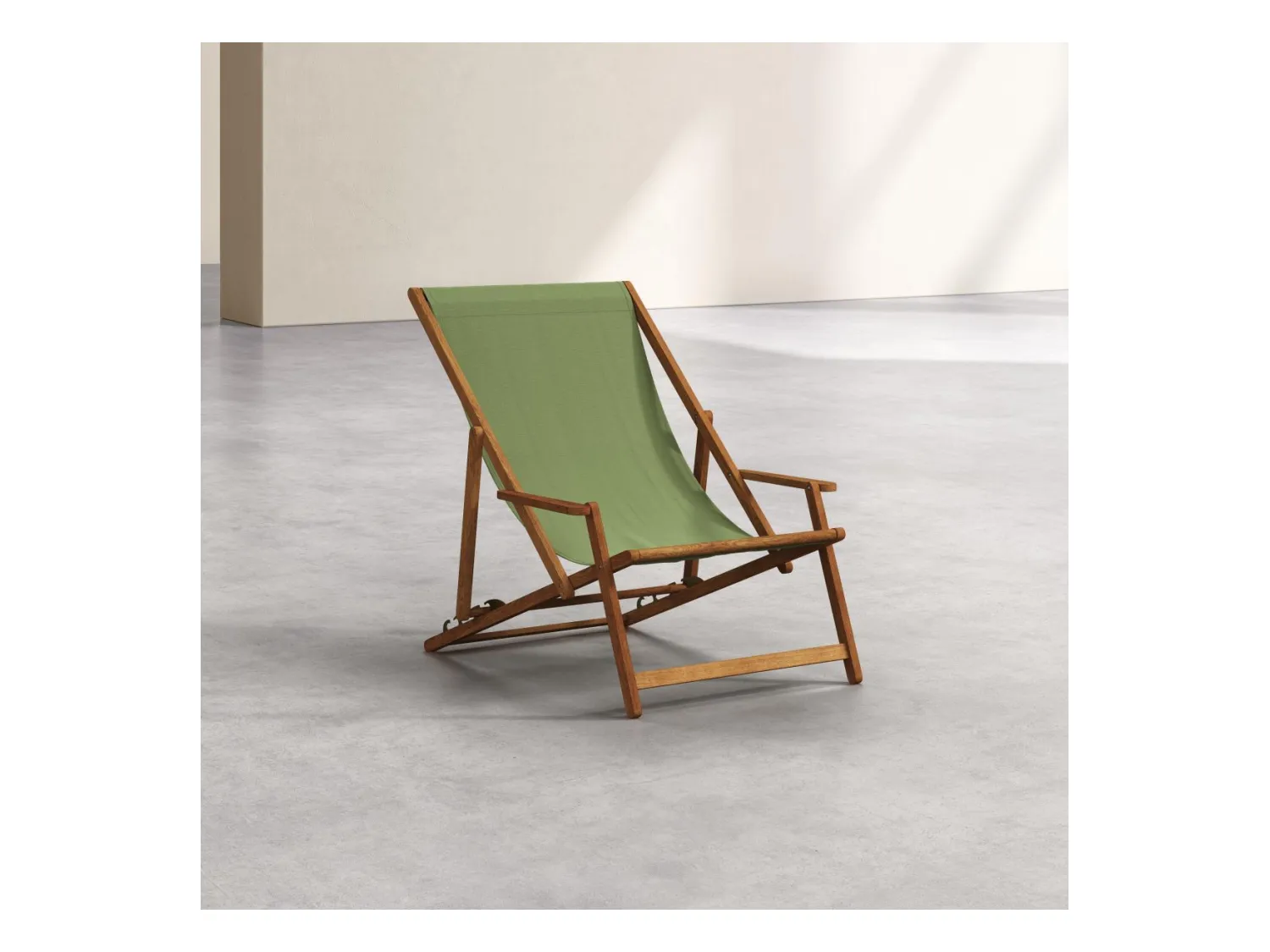 Habitat - Chilienne avec accoudoirs en chêne et toile en coton - Vert olive - Maui