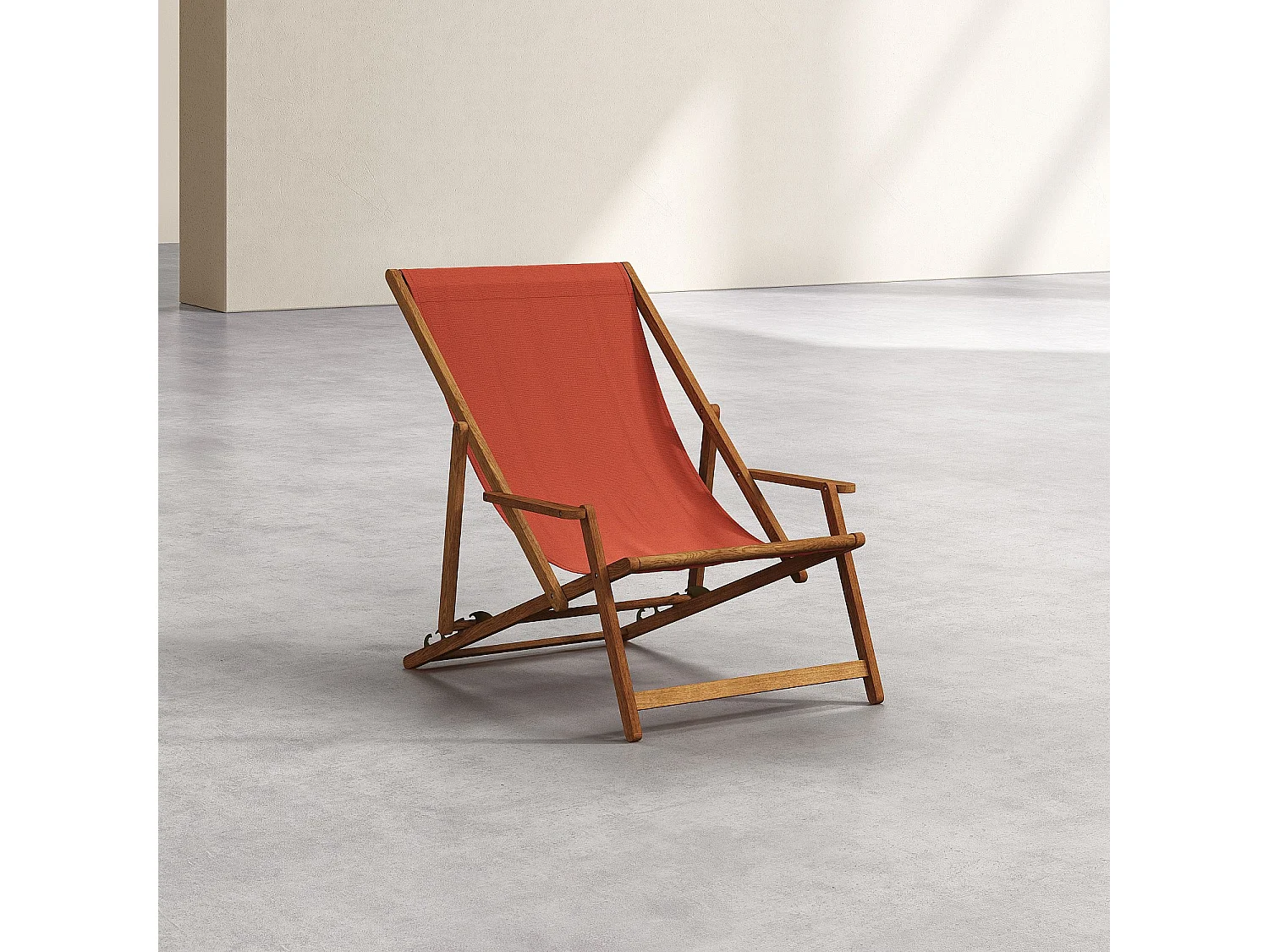 Habitat - Chilienne avec accoudoirs en chêne et toile en coton - Orange brique - Maui