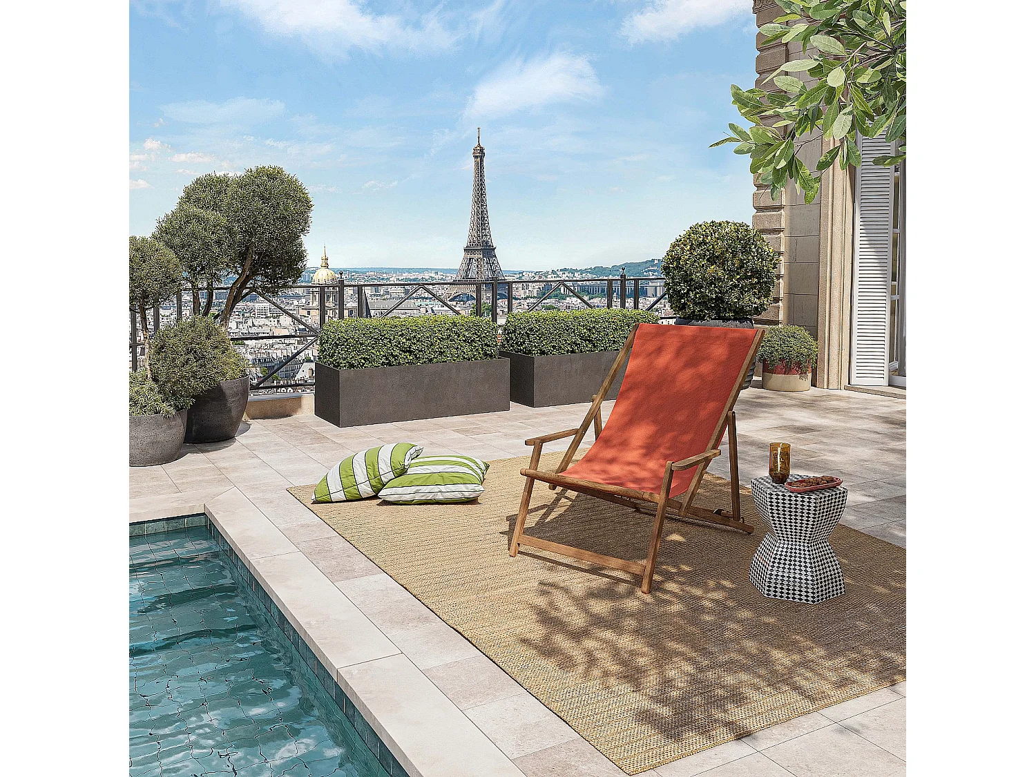 Habitat - Chilienne avec accoudoirs en chêne et toile en coton - Orange brique - Maui