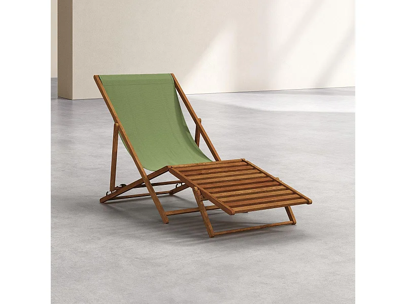 Habitat - Chilienne en chêne et toile en coton avec repose-pieds - Vert olive - Maui