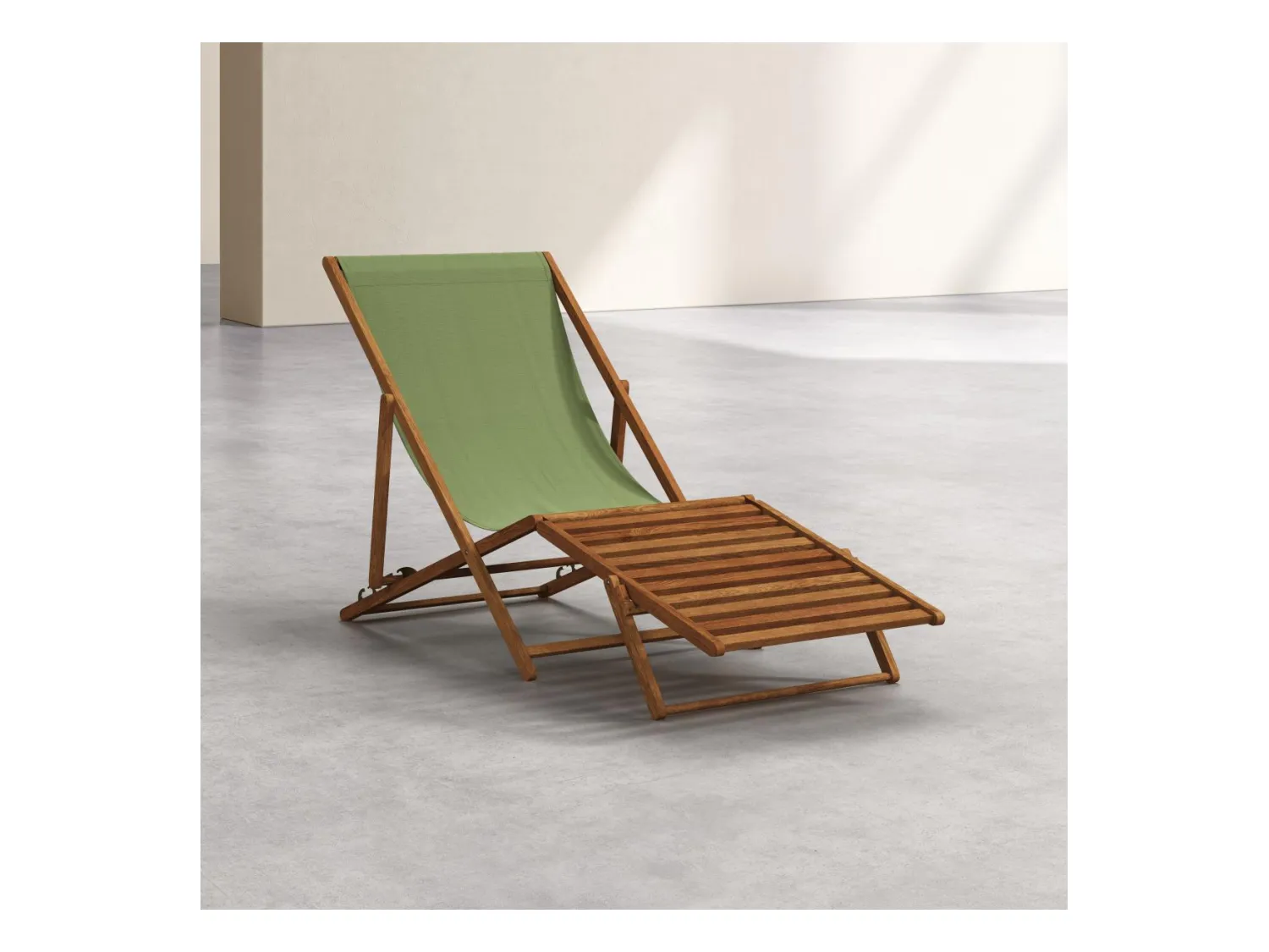 Habitat - Chilienne en chêne et toile en coton avec repose-pieds - Vert olive - Maui
