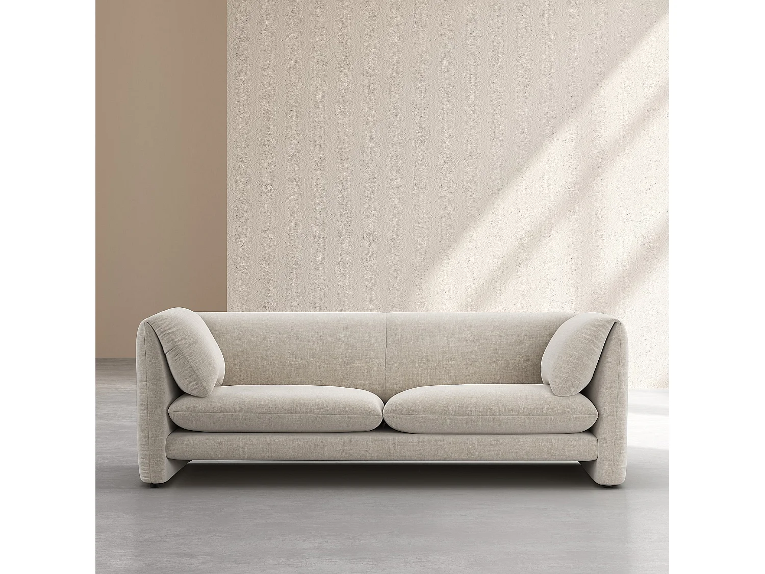 Habitat - Canapé 3 places en tissu avec dossier garni de plumes - Beige - Positano