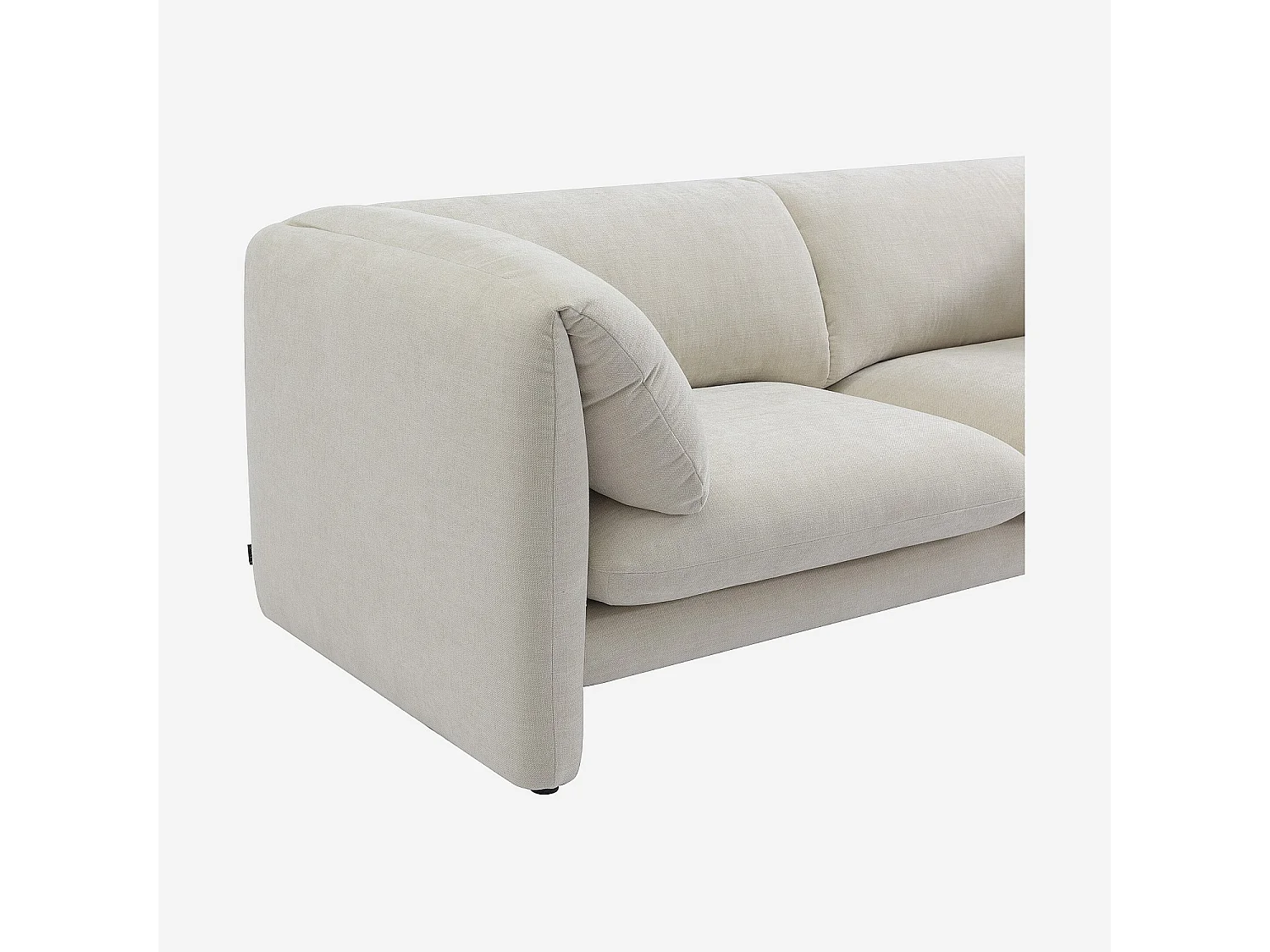 Canapé 3 places en tissu avec dossier garni de plumes - Beige