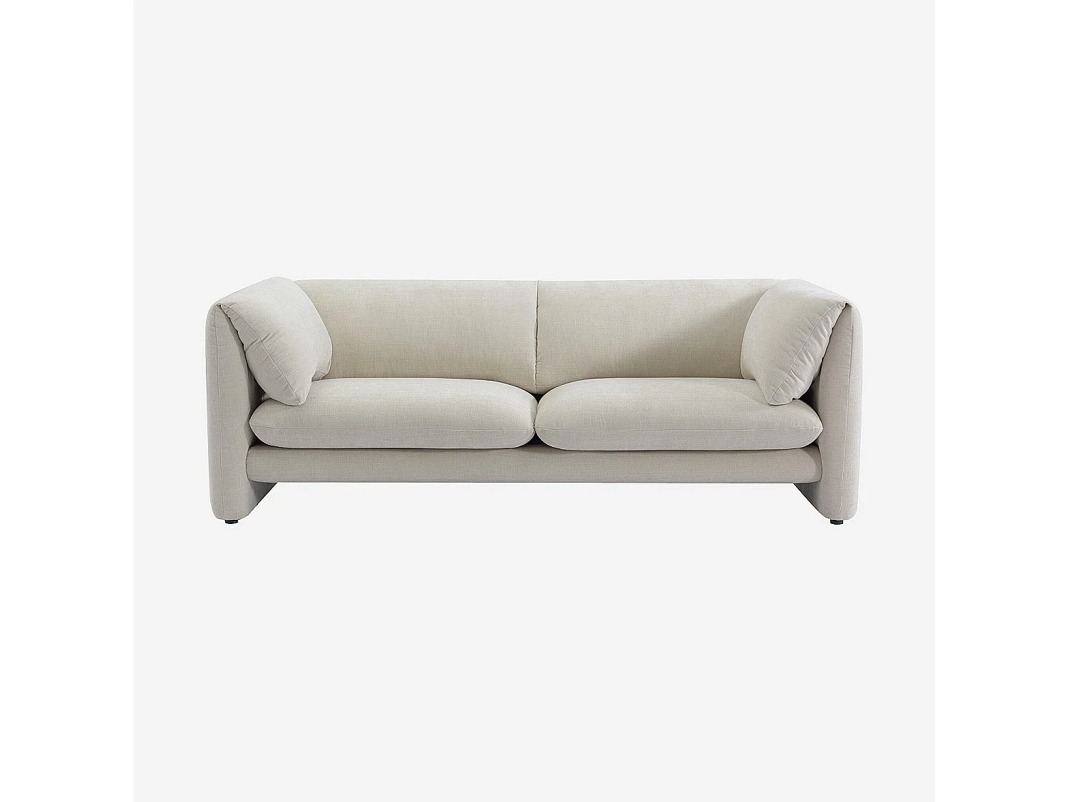 Canapé 3 places en tissu avec dossier garni de plumes - Beige