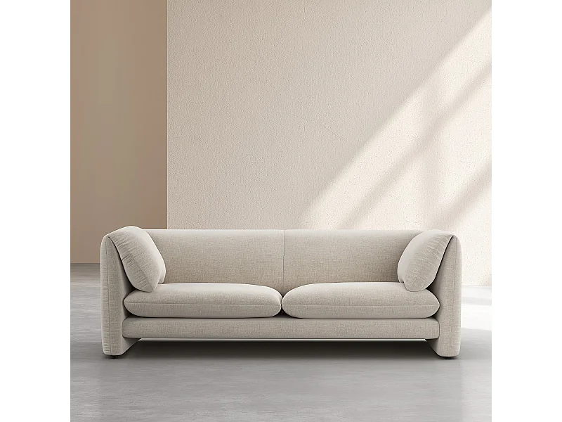 Habitat - Canapé 3 places en tissu avec dossier garni de plumes - Beige - Positano