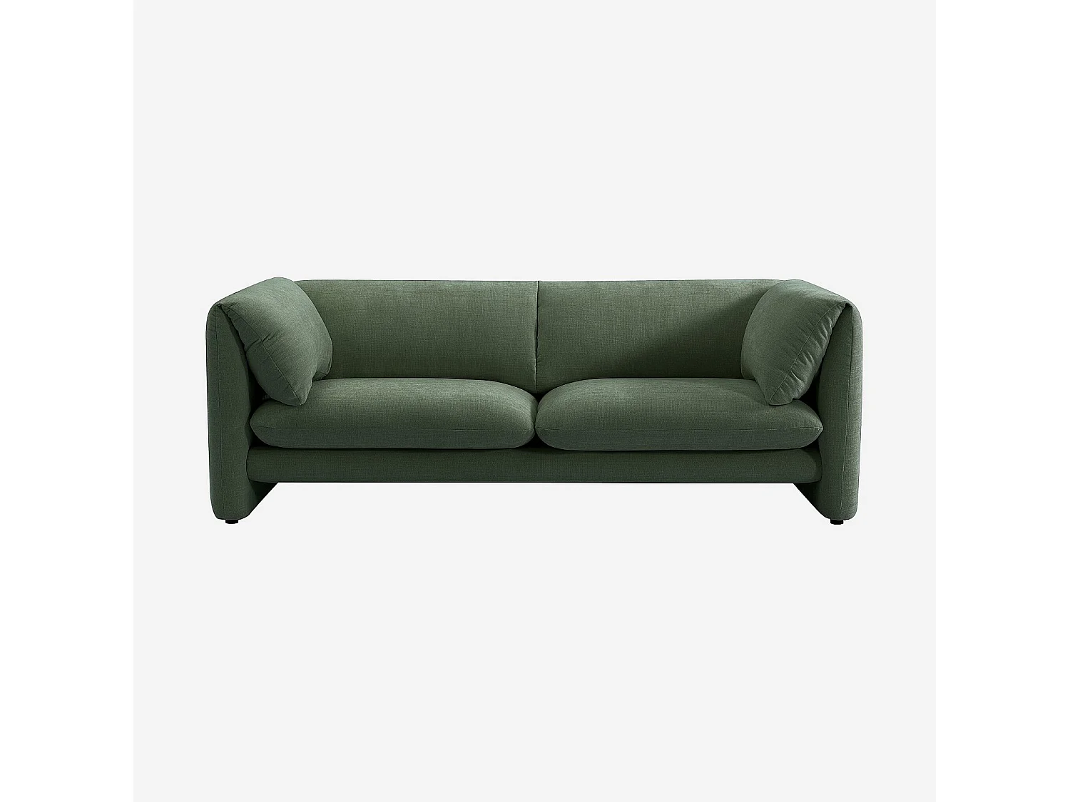 Canapé 3 places en tissu avec dossier garni de plumes - Vert kaki