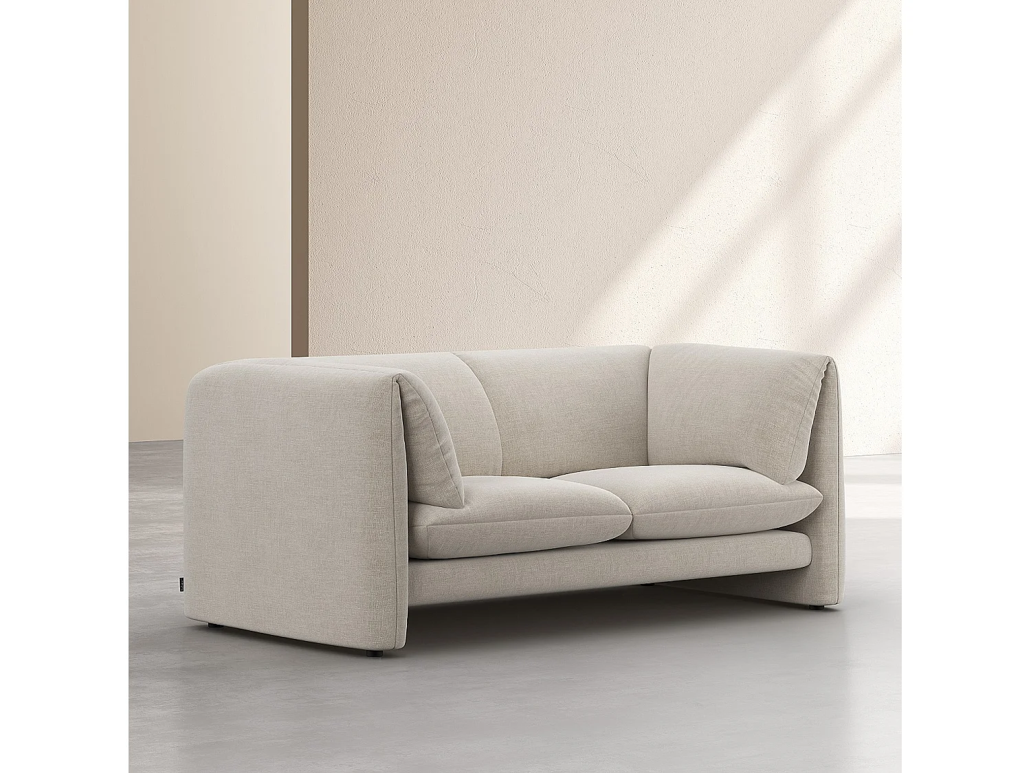 Canapé 2 places en tissu avec dossier garni de plumes - Beige