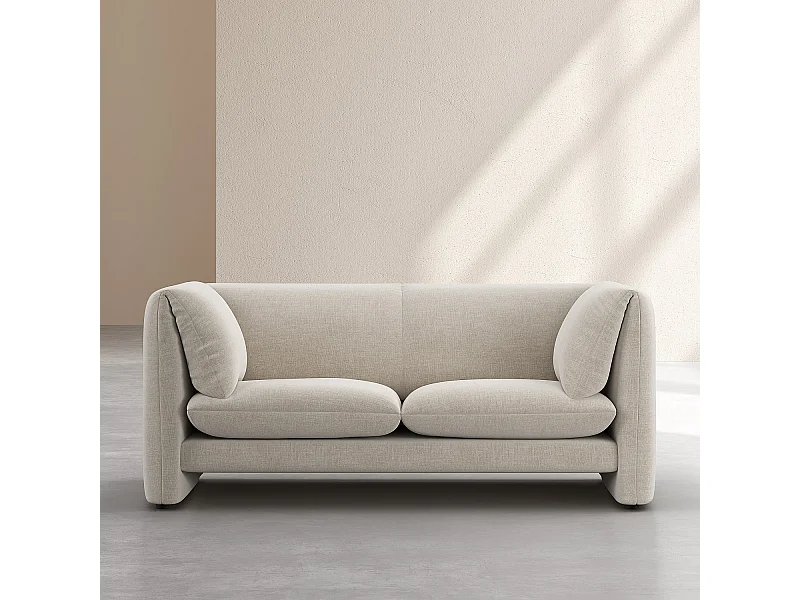 Habitat - Canapé 2 places en tissu avec dossier garni de plumes - Beige - Positano