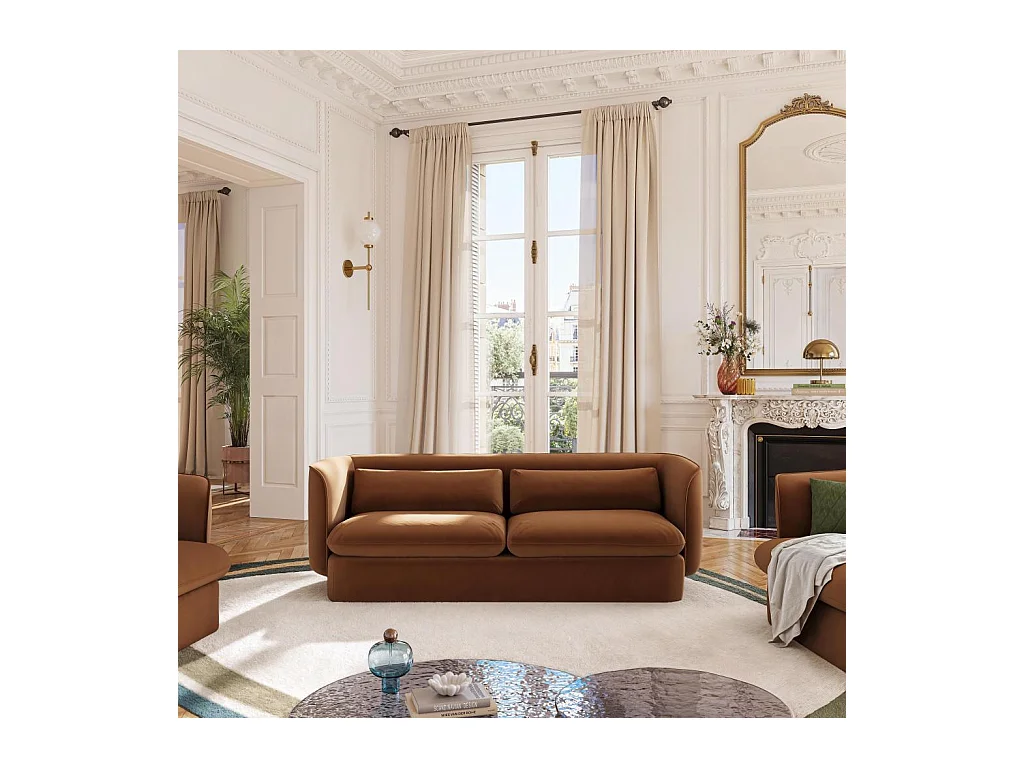 Habitat - Canapé 3 places en tissu garni de plumes - Terracotta - Kalmia