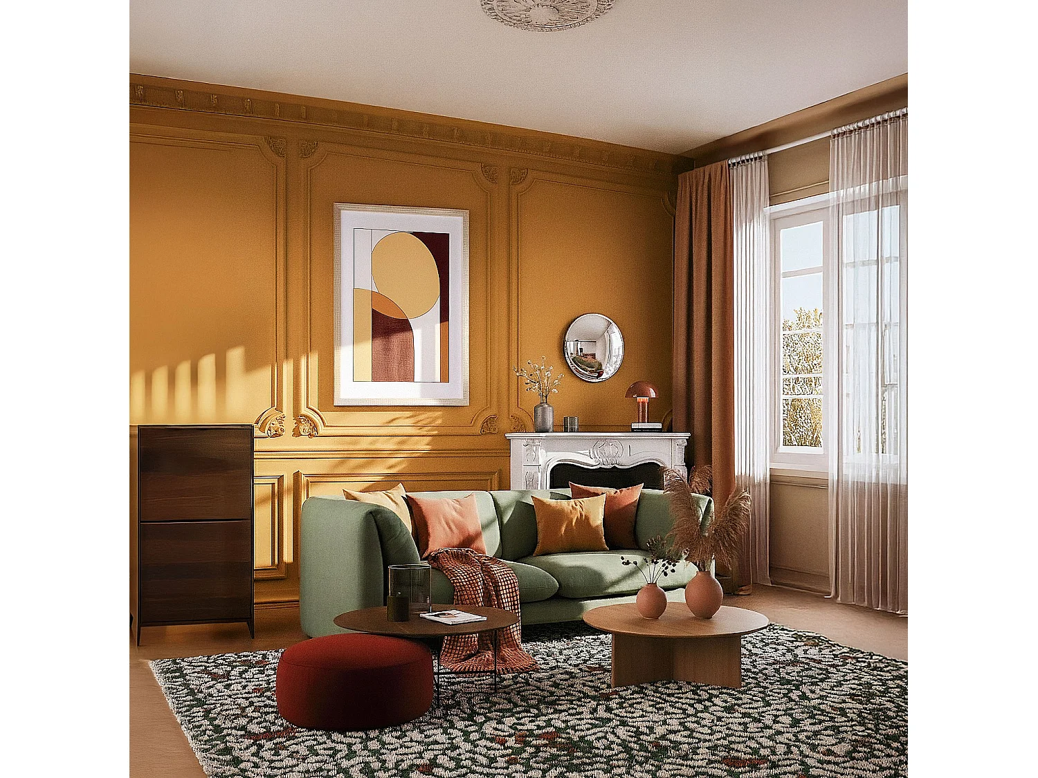 Canapé 2 places en tissu avec dossier garni de plumes - Vert kaki