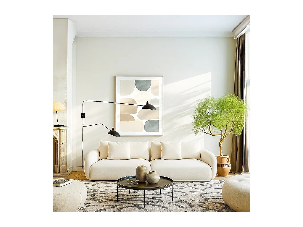 Habitat - Canapé 3 places en tissu garni de plumes  - Beige - Nizida