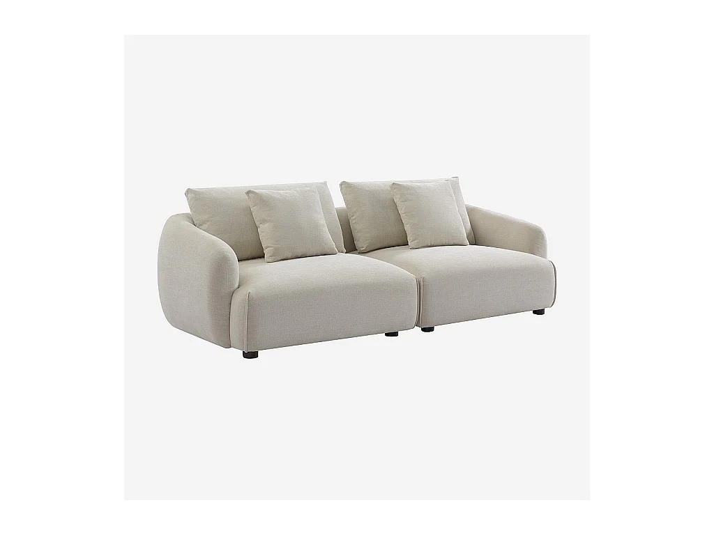 Habitat - Canapé 3 places en tissu garni de plumes  - Beige - Nizida