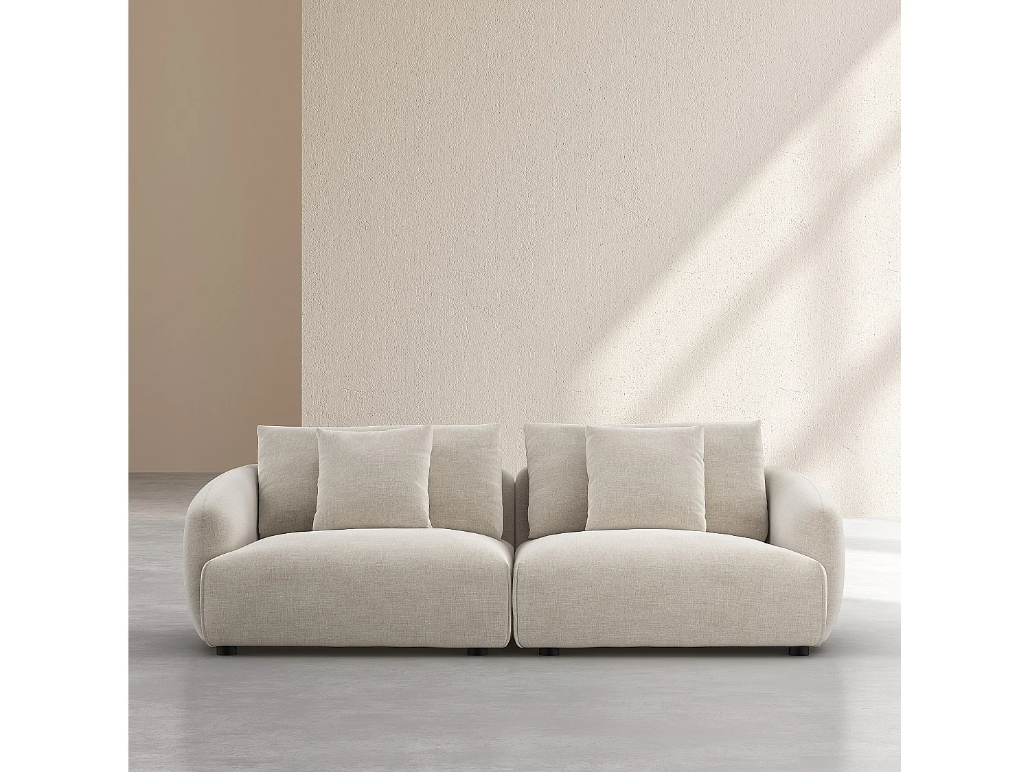 Habitat - Canapé 3 places en tissu garni de plumes  - Beige - Nizida