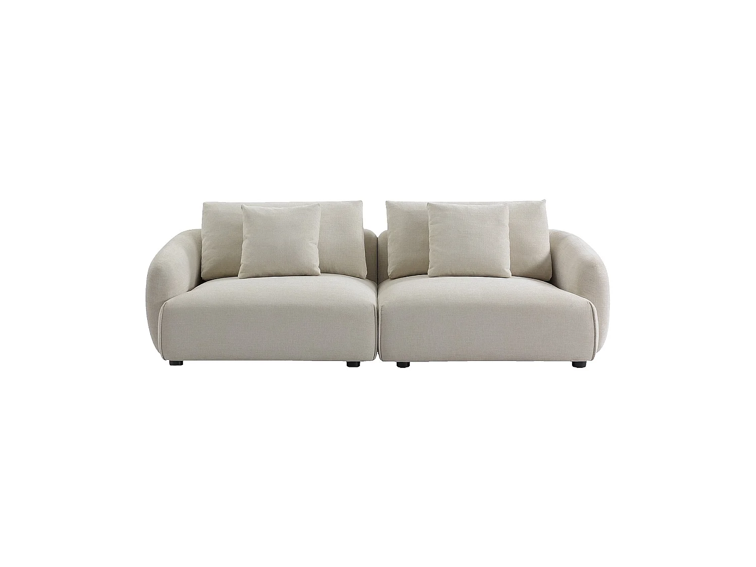 Habitat - Canapé 3 places en tissu garni de plumes  - Beige - Nizida