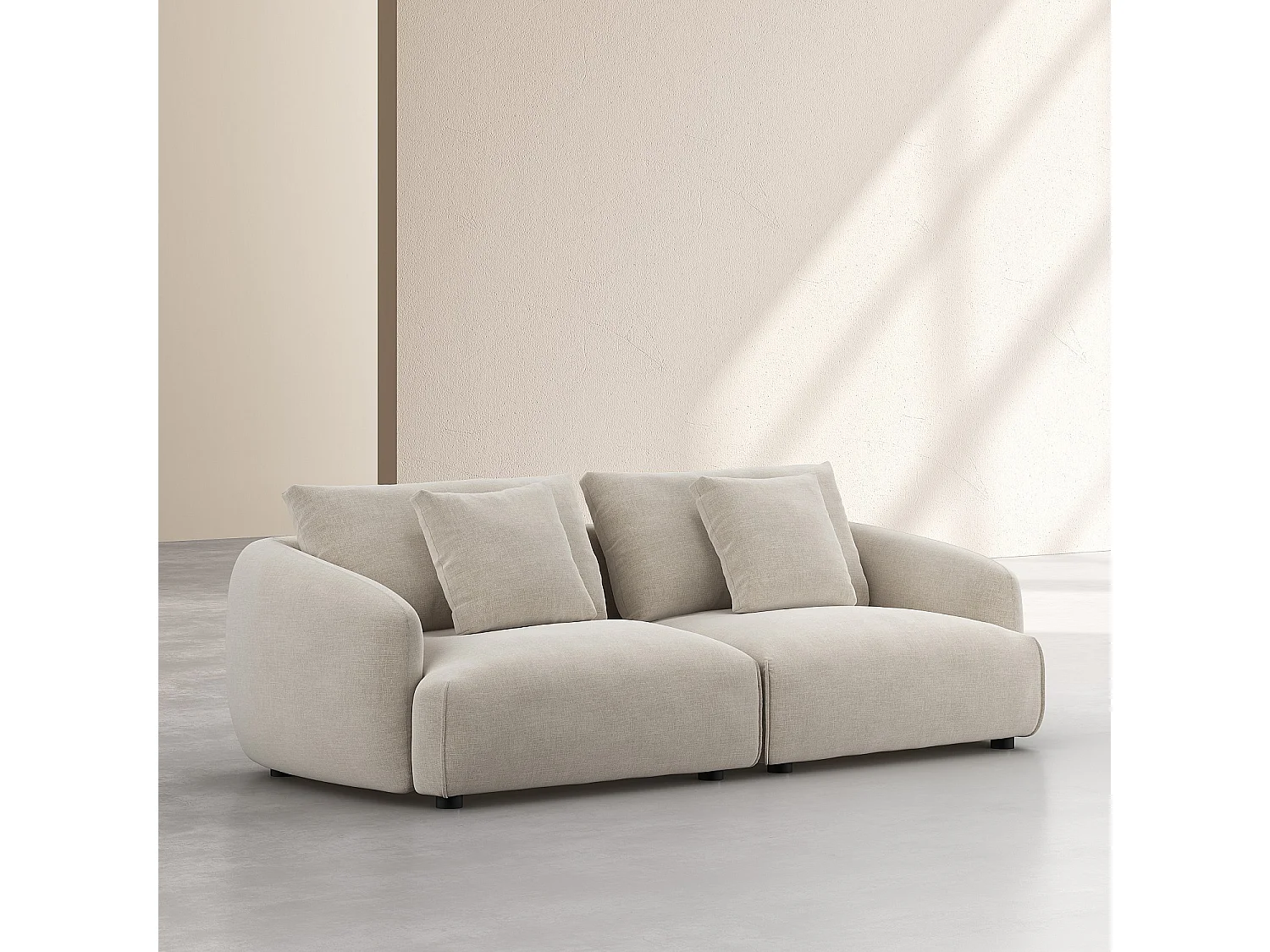 Habitat - Canapé 3 places en tissu garni de plumes  - Beige - Nizida