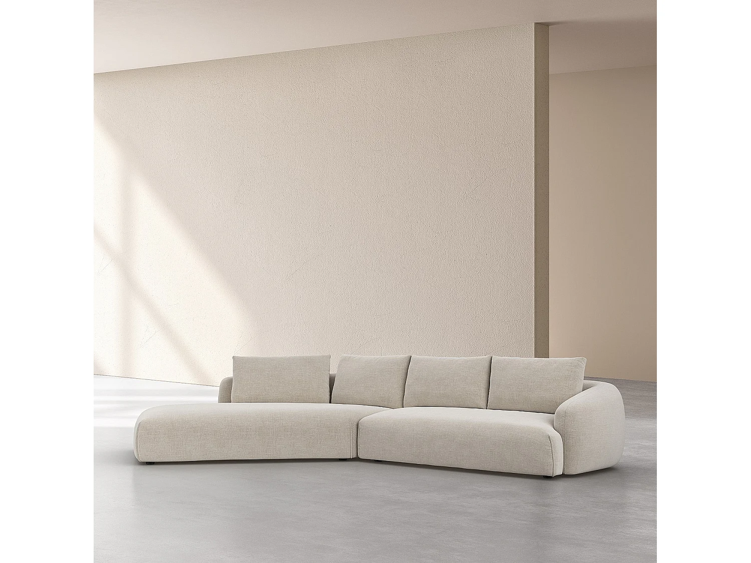 Habitat - Grand canapé d'angle gauche en tissu garni de plumes - Beige - Nizida
