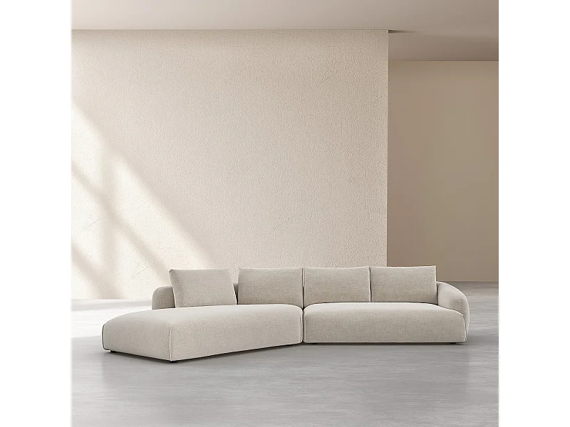 Habitat - Canapé d'angle gauche en tissu garni de plumes - Beige - Nizida