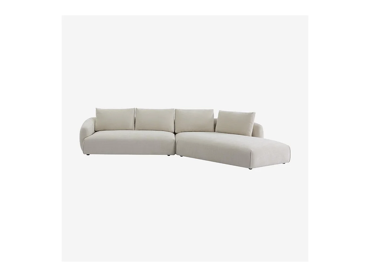 Habitat - Canapé d'angle droit en tissu garni de plumes - Beige - Nizida