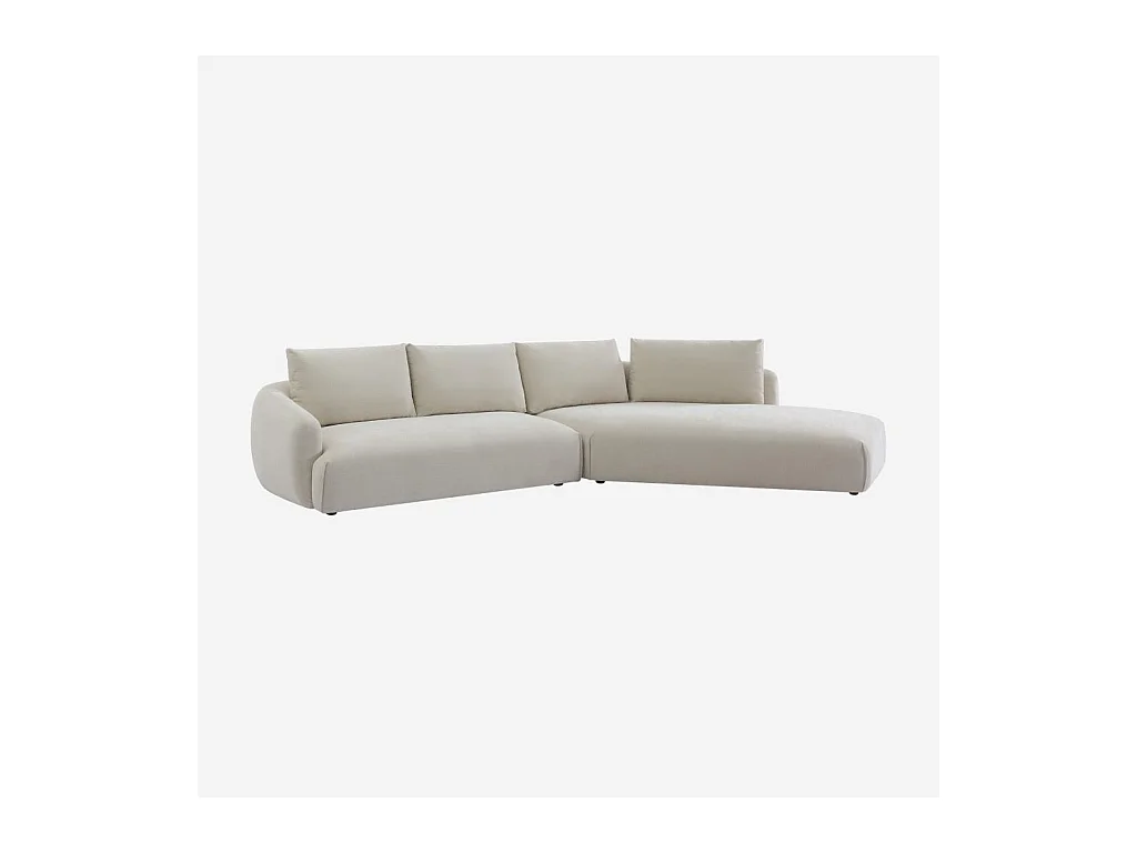 Habitat - Canapé d'angle droit en tissu garni de plumes - Beige - Nizida