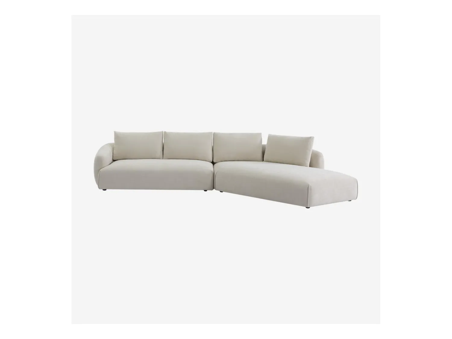 Habitat - Canapé d'angle droit en tissu garni de plumes - Beige - Nizida