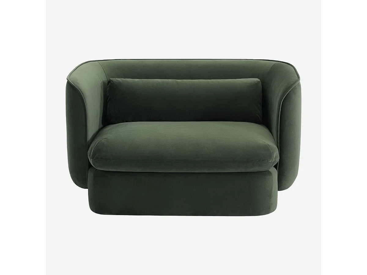 Habitat - Fauteuil en tissu garni de plumes  - Vert kaki - Kalmia