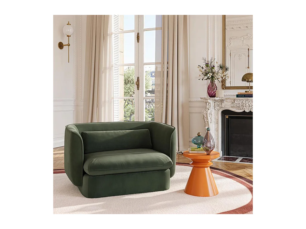 Habitat - Fauteuil en tissu garni de plumes  - Vert kaki - Kalmia