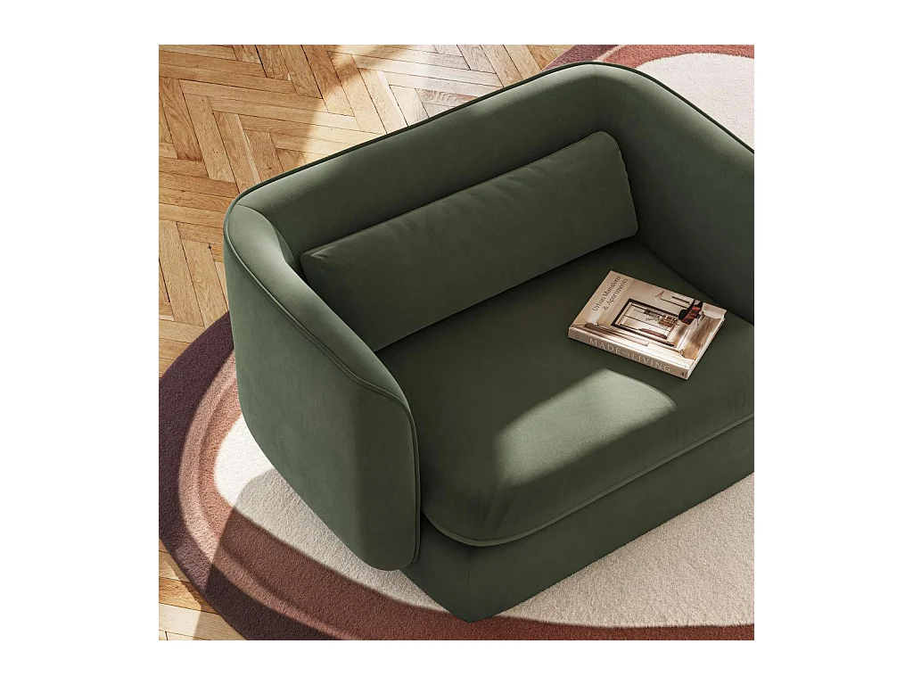 Habitat - Fauteuil en tissu garni de plumes  - Vert kaki - Kalmia