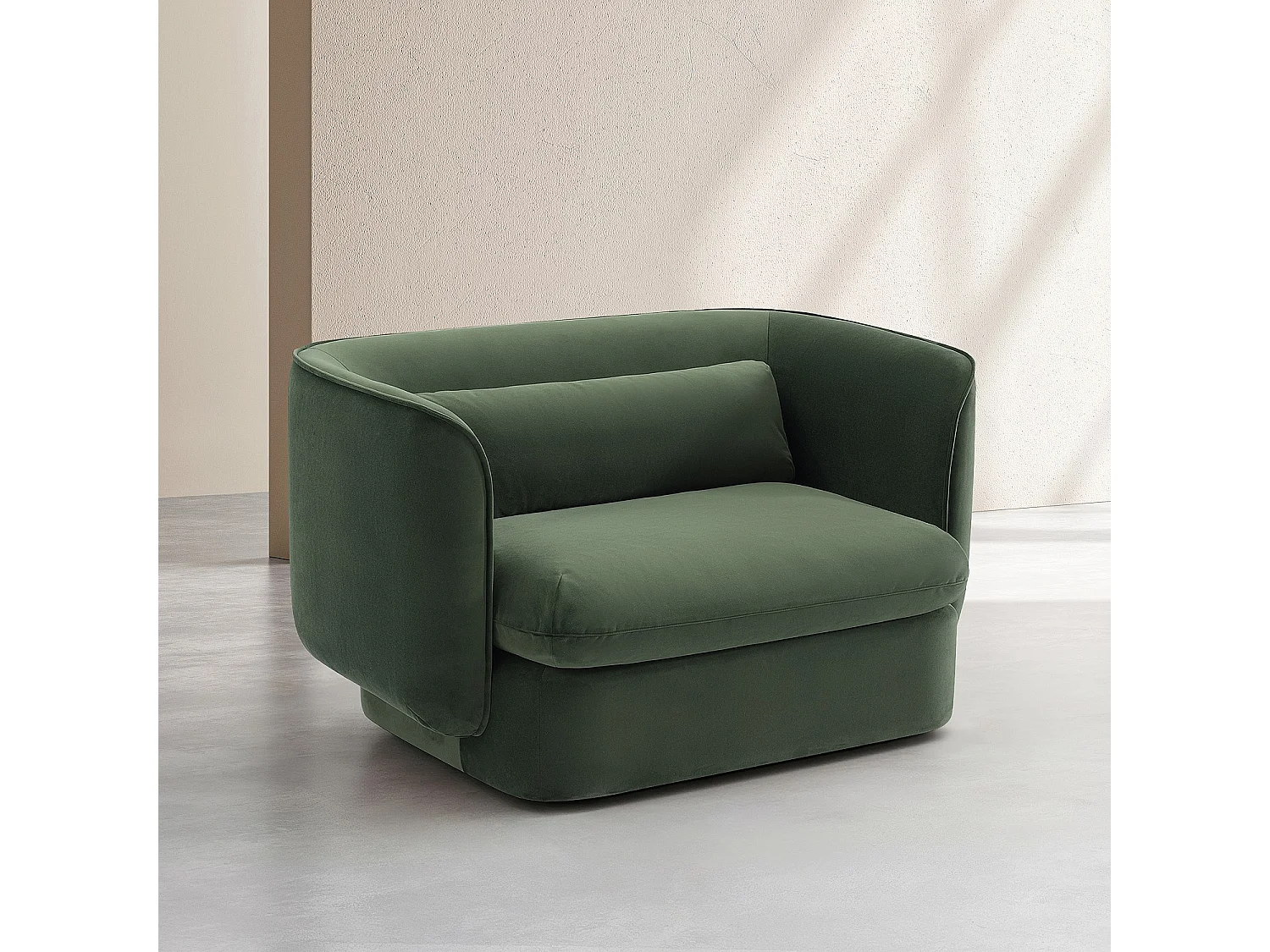 Habitat - Fauteuil en tissu garni de plumes  - Vert kaki - Kalmia