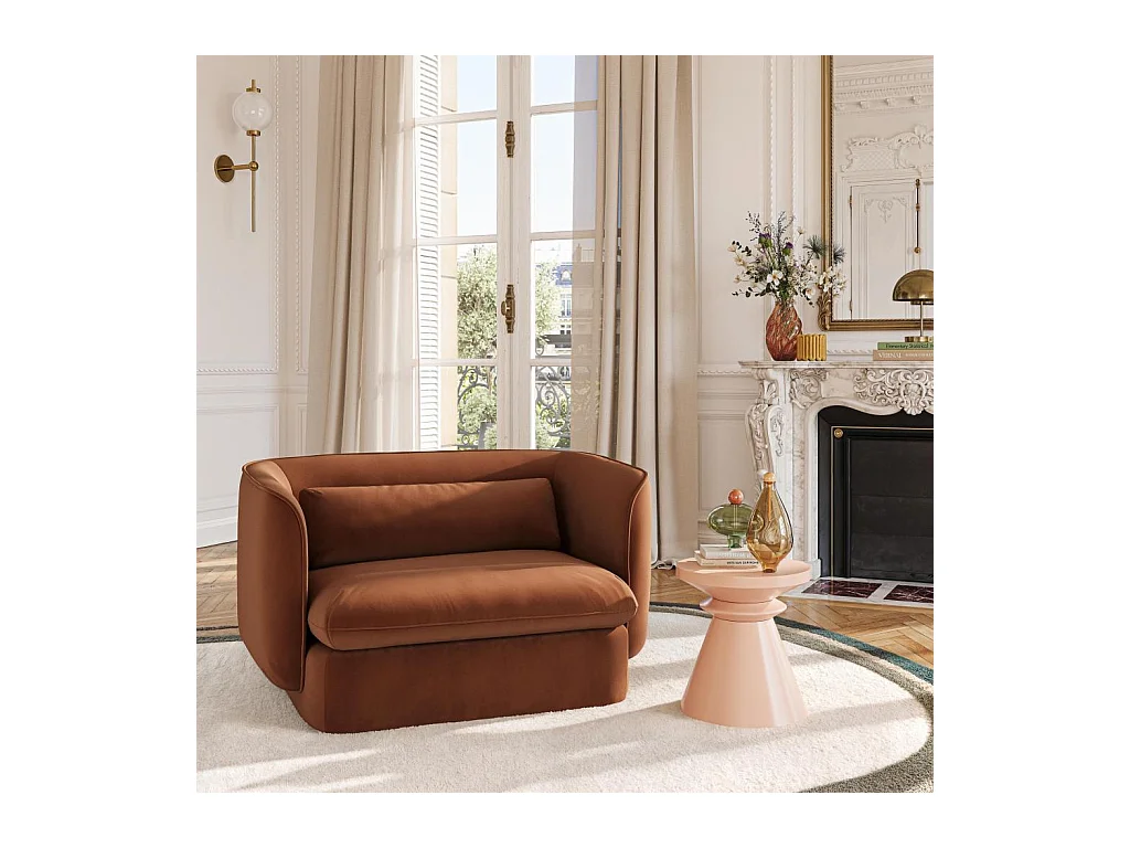 Habitat - Fauteuil en tissu garni de plumes - Terracotta - Kalmia