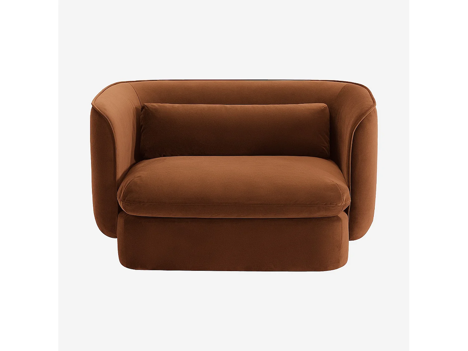 Fauteuil en tissu garni de plumes - Terracotta