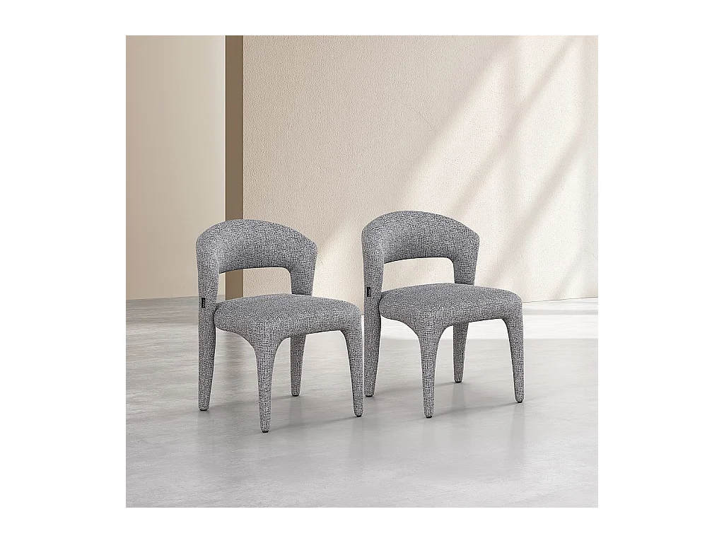 Habitat - Lot de 2 chaises en tissu texturé - Gris chiné - Rimaka