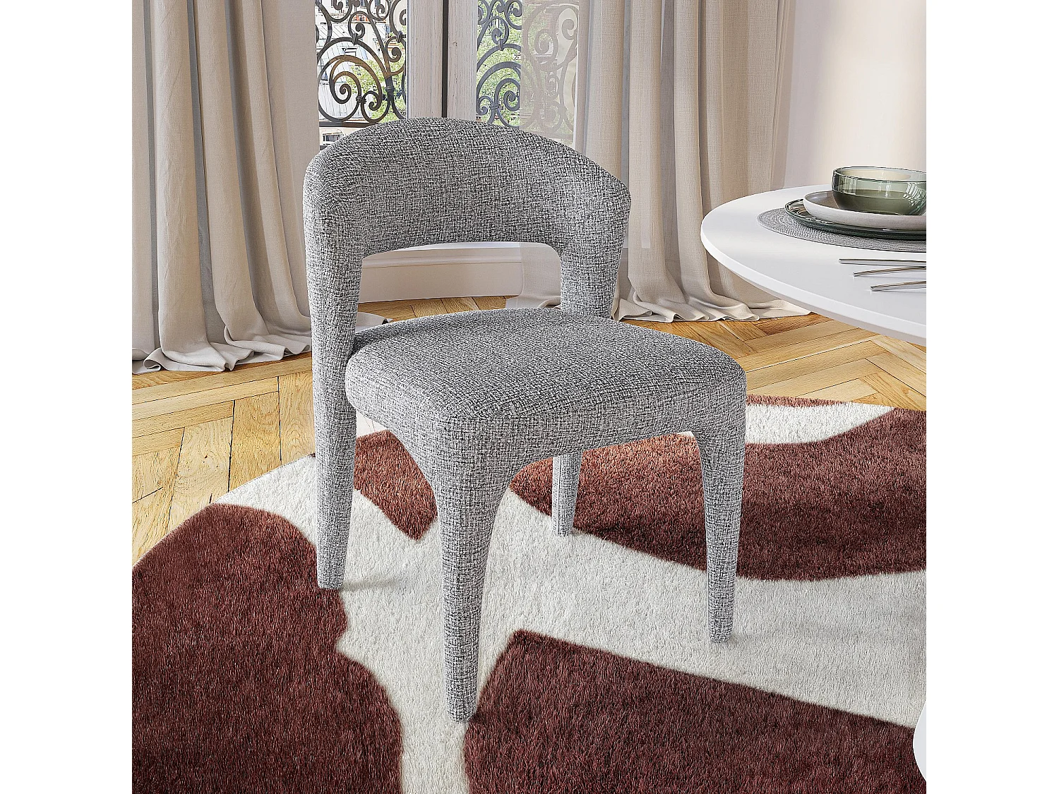 Habitat - Lot de 2 chaises en tissu texturé - Gris chiné - Rimaka