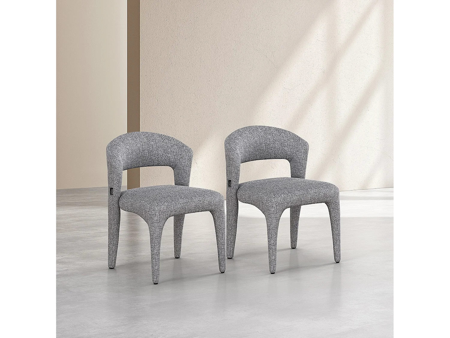 Lot de 2 chaises en tissu texturé - Gris chiné