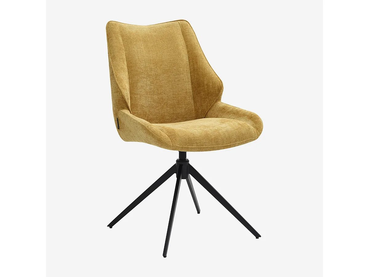 Habitat - Lot de 2 chaises pivotantes en tissu chenille et métal noir - Miel - Osta