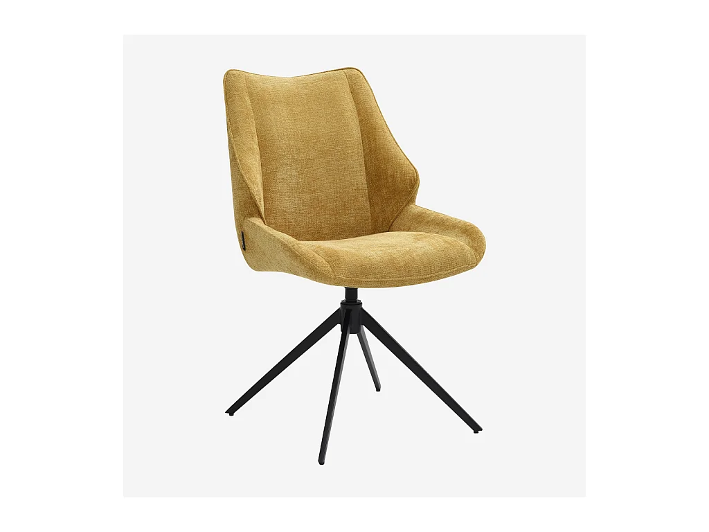 Habitat - Lot de 2 chaises pivotantes en tissu chenille et métal noir - Miel - Osta