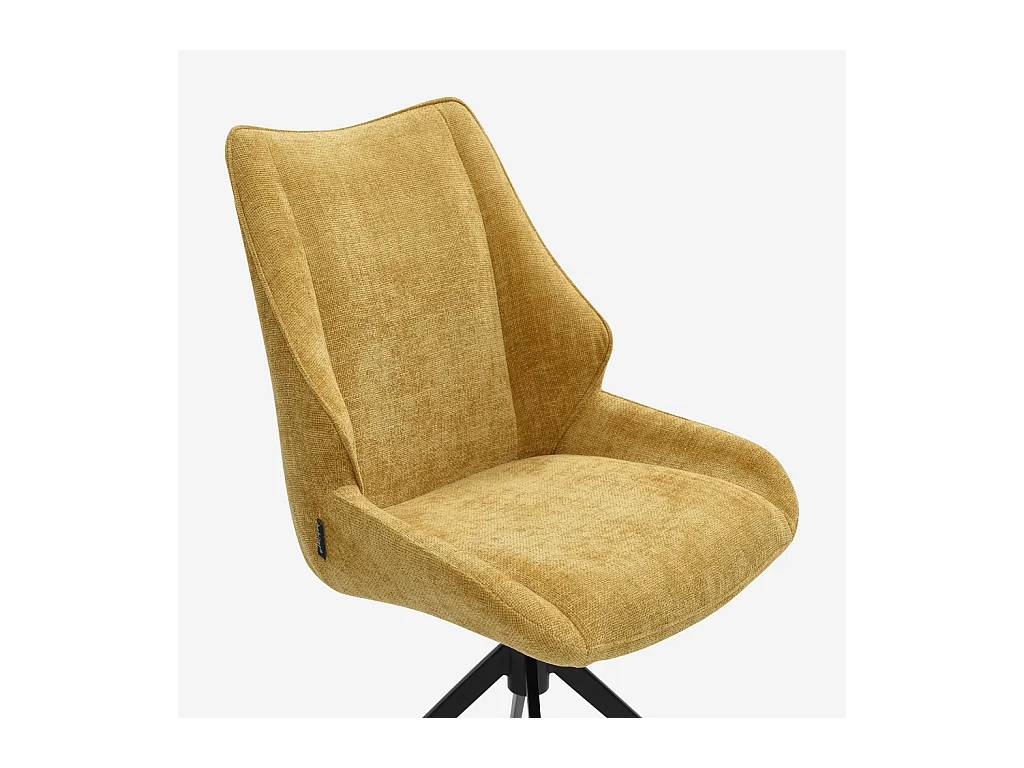 Habitat - Lot de 2 chaises pivotantes en tissu chenille et métal noir - Miel - Osta