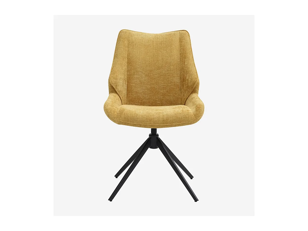 Habitat - Lot de 2 chaises pivotantes en tissu chenille et métal noir - Miel - Osta