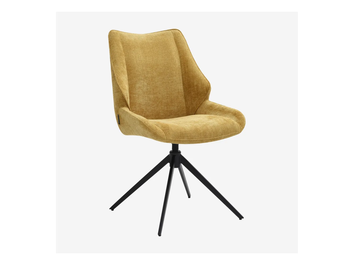 Habitat - Lot de 2 chaises pivotantes en tissu chenille et métal noir - Miel - Osta