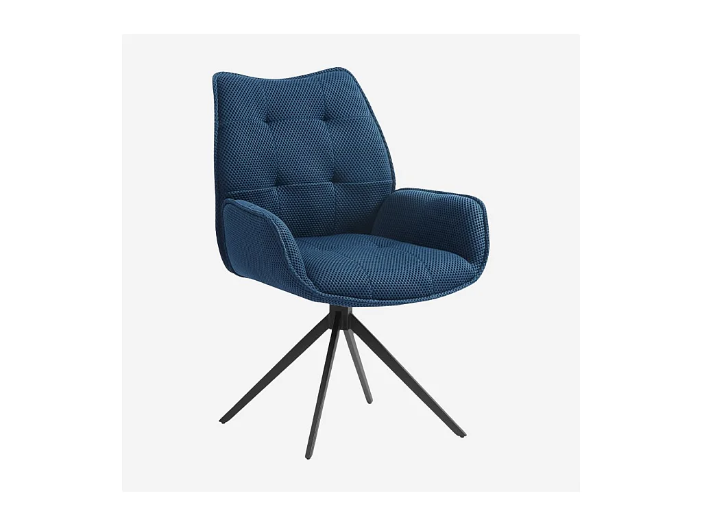 Habitat - Chaise en tissu 3D et métal noir avec accoudoirs - Bleu marine - Carilo