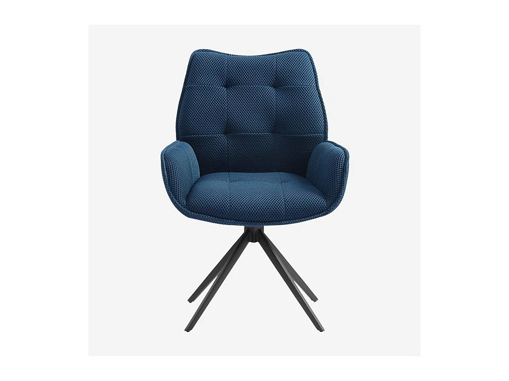 Habitat - Chaise en tissu 3D et métal noir avec accoudoirs - Bleu marine - Carilo