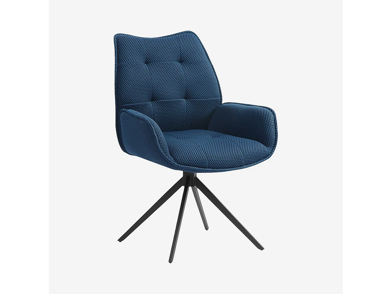 Habitat - Chaise en tissu 3D et métal noir avec accoudoirs - Bleu marine - Carilo