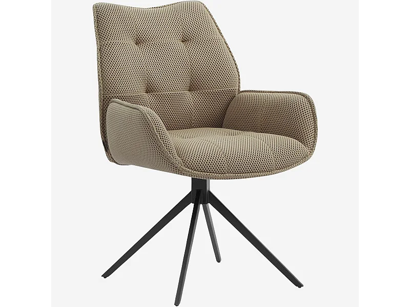 Habitat - Chaise en tissu 3D et métal noir avec accoudoirs - Beige sable - Carilo